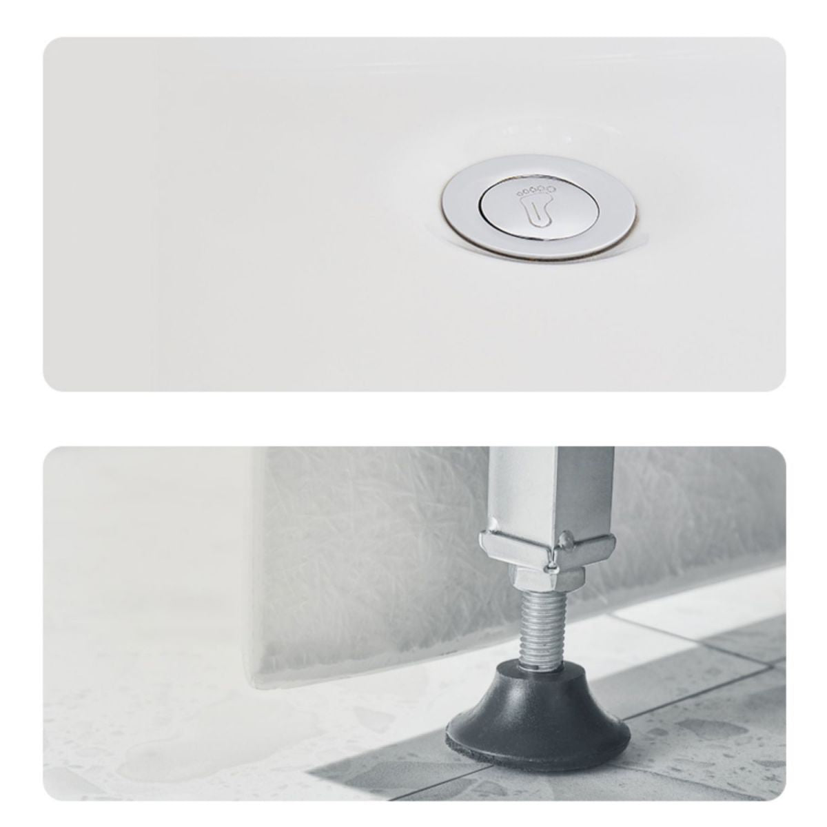 Modern Rectangle Acrylic Bathtub Freestand Soaking Bathtub with Drain Bath Tub