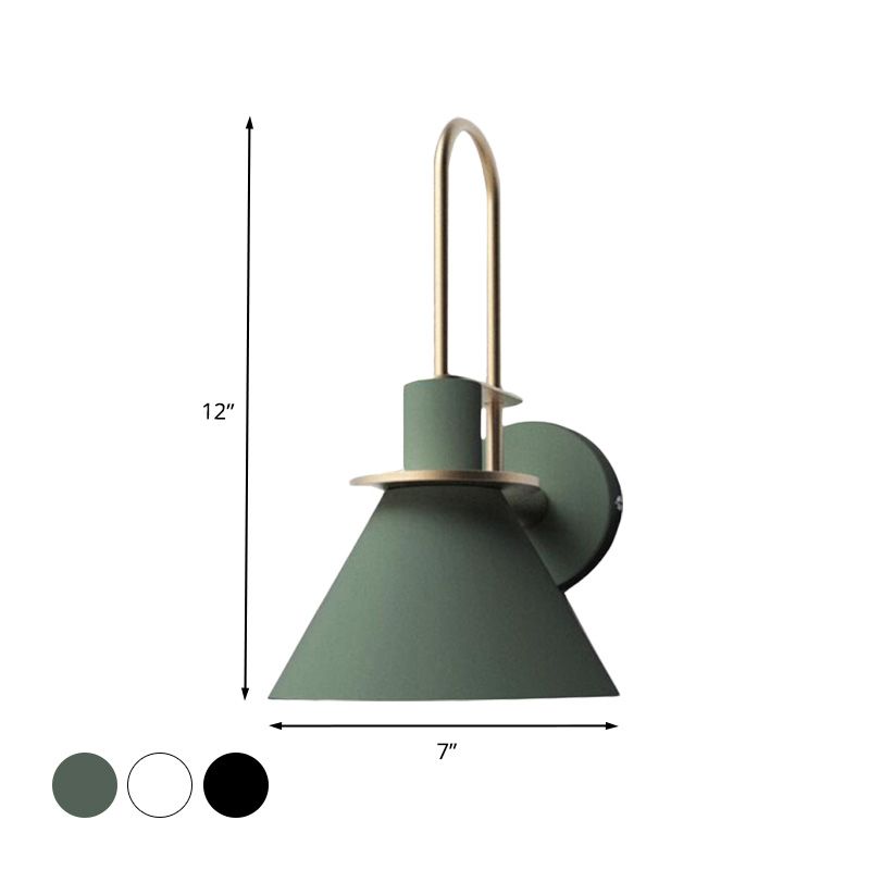 1-licht SCONCE LIMBEEMTER Antiqued kegel metalen wandbevestiging in wit/zwart/groen met handvat voor bed