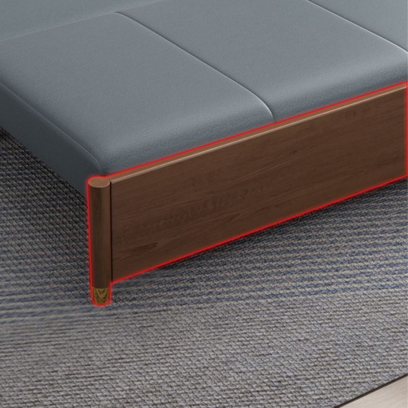 Convertible Square Arm Sofa with Pillows Faux Leather Sofa Bed in Blue