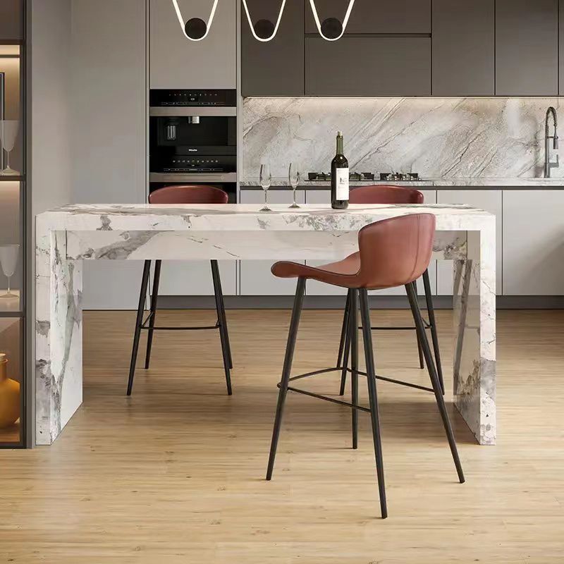 Modern Style Rectangle Stone Bistro Bar Desk Table for Living Room