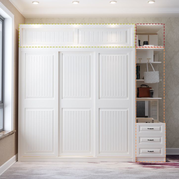 White Engineered Wood Wardrobe Cabinet Modern Wardrobe Armoire