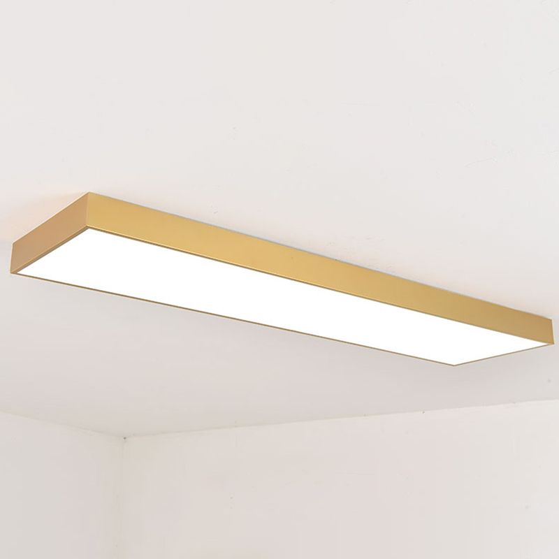Rectangular Wood Flush Mount 1-Light Modern Ceiling Light Fixture for Office