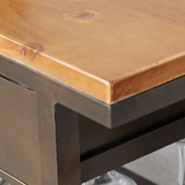 35.43" High Rolling Industrial Kitchen Trolley Wooden Kitchen Trolley for Dining Room