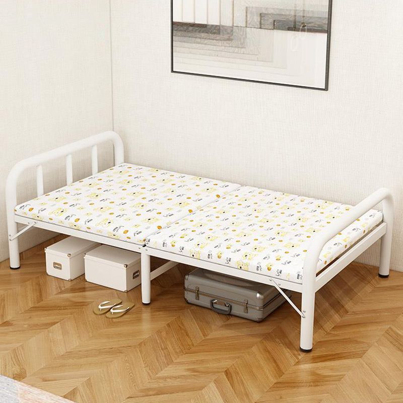 White Steel Folding Bed Contemporary Open-Frame Bed Set - 23.6" H
