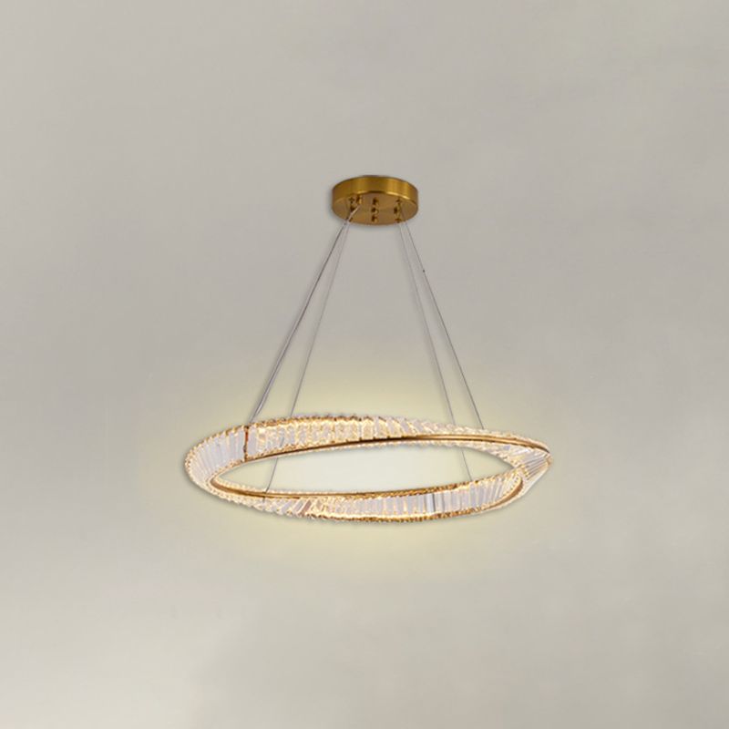 Kristall runde Form hängende Deckenleuchte moderne 1 leichte Anhängerbeleuchtung in Gold