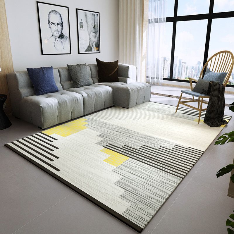 Novel Sketch Effect Geometric Rug Multi-Color Modern Carpet Polyester Stain Resistant Pet Friendly Anti-Slip Rug for Room