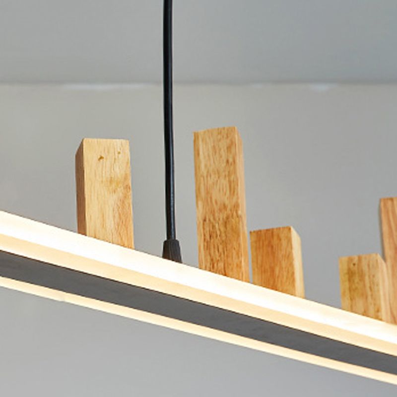 Wood Linear Island Lighting Modern 1-Light Island Pendant Lights