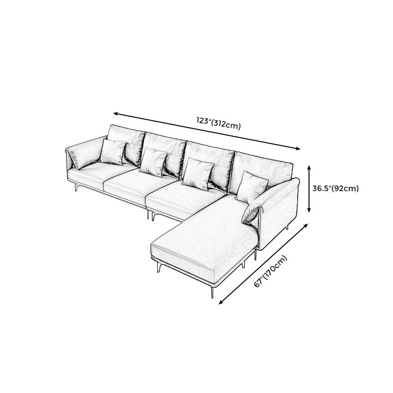 122.8x67x36.2 Faux leather Sectional Pillow Top Arm Sectional for Living Room
