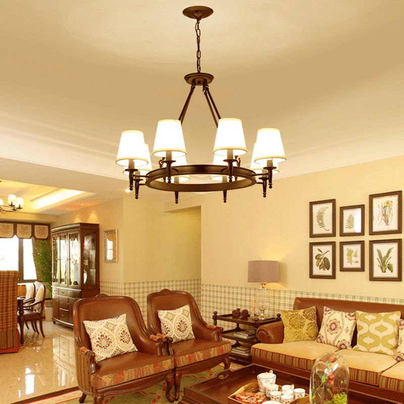 8 Heads Ceiling Lighting Minimalism Empire Shade Fabric Chandelier Light for Living Room