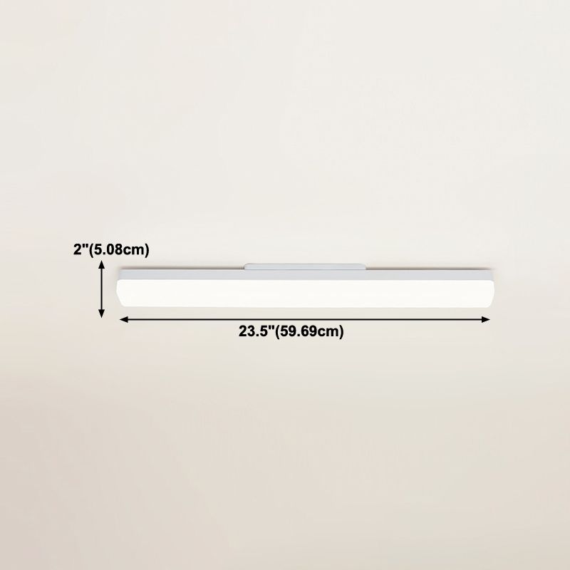 Linear Shape Metal Wall Sconce Modern 1 Light Mirror Wall Mount Light Fixture in White