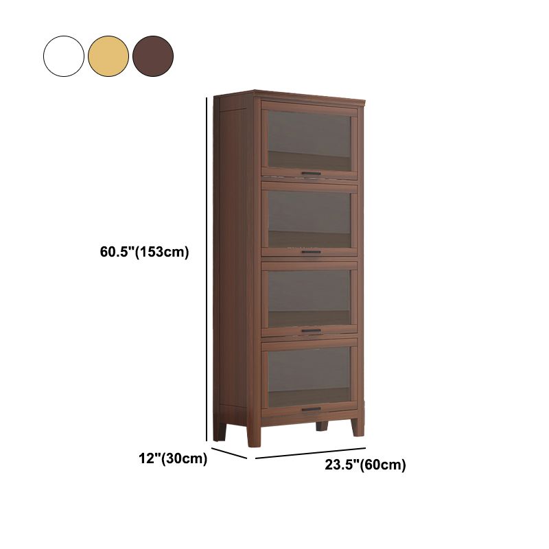 11.81"W Bookcase Contemporary Style Solid Wood Bookshelf for Home Office with Doors