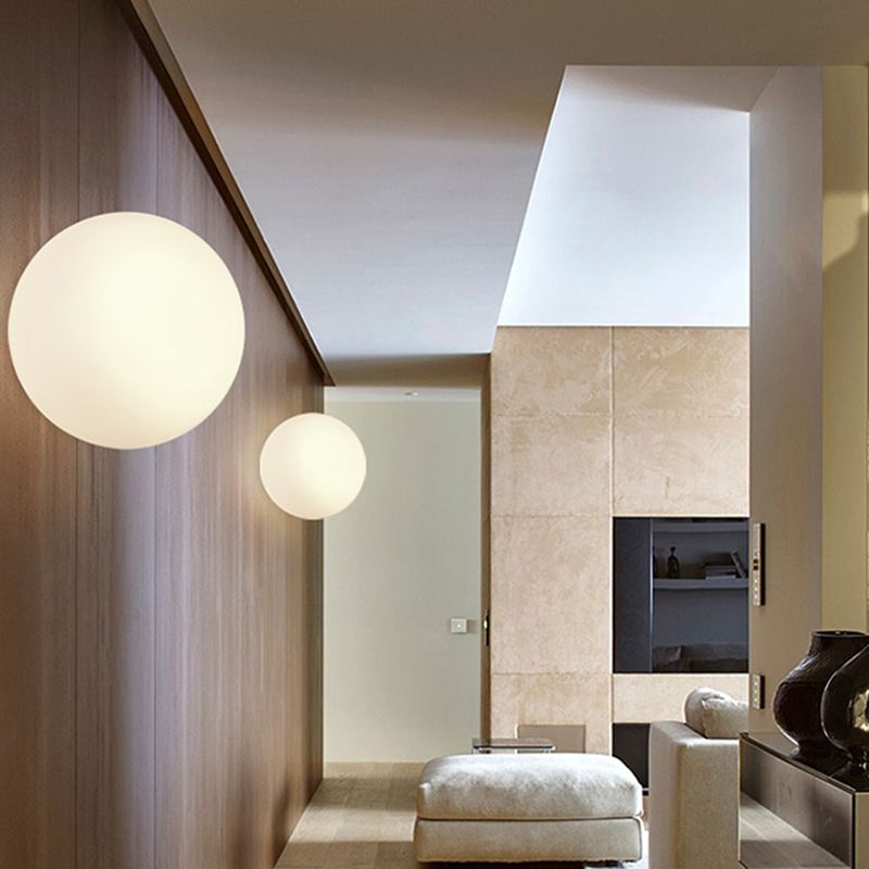 Glass Ball Wall Mount Light Fixture Simple 1 Light Wall Lamps in White