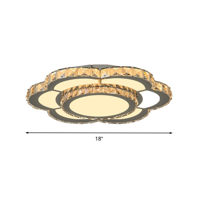 Lámpara de montaje empotrado floral para sala de estar, cristal contemporáneo, 10 "/ 18"/23,5 "de ancho, lámpara empotrada LED blanca en luz cálida/blanca