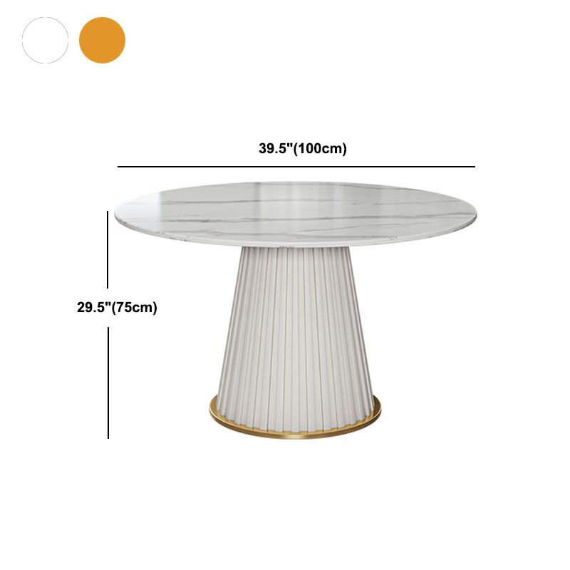 Glam Sintered Stone Dining Table Round Dining Table with Pedestal Base