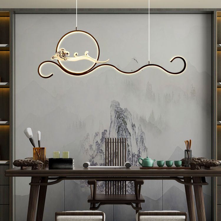 Modern Style Linear Shape Island Lights Metal 2-Light Pendant Lights