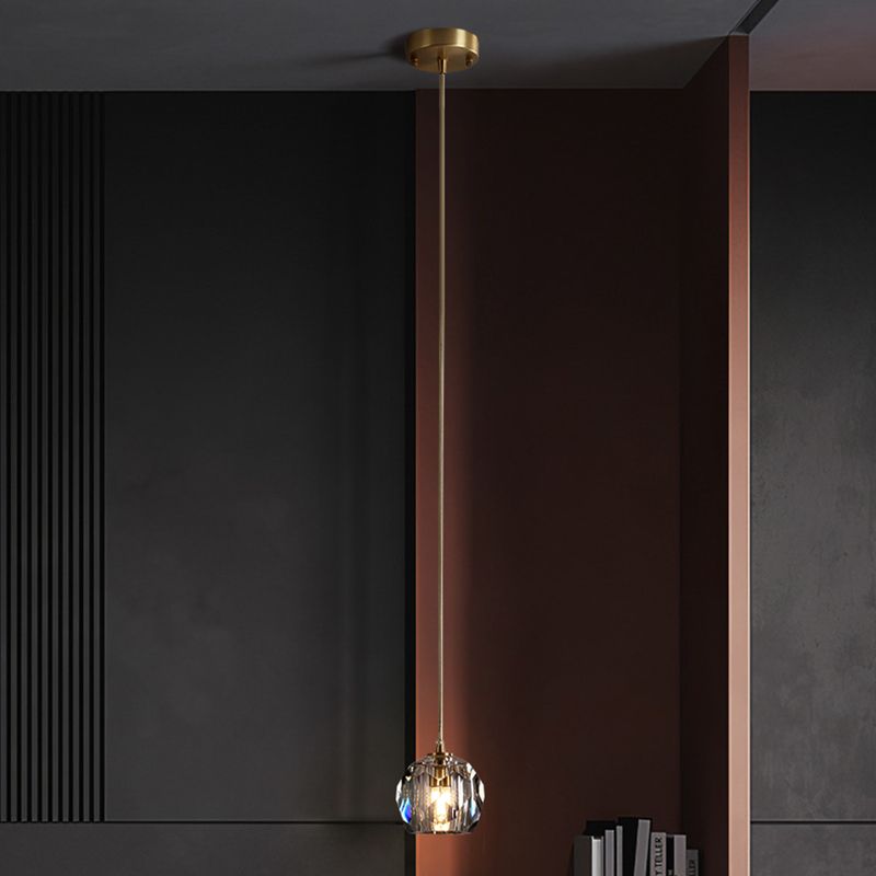 Modern Style Crystal Pendant Light Geometric Hanging Pendant for Bedroom