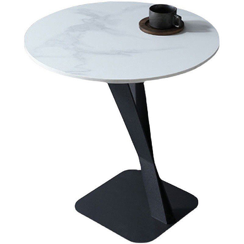 Pedestal Base Design Black Metal White/white Gold/black SLATE Top Round Side Table