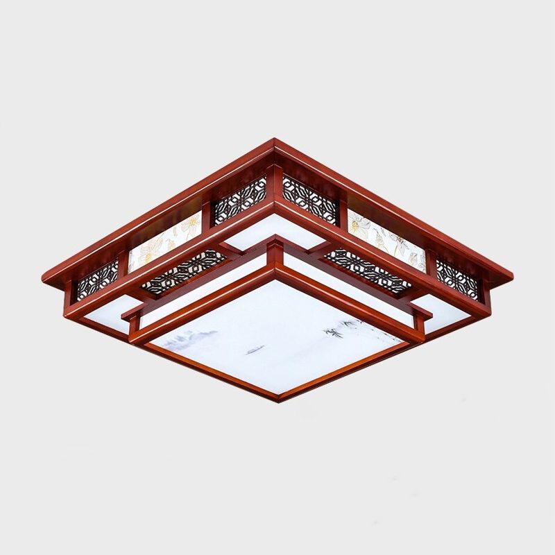 Lámpara de techo empotrada de madera cuadrada con montaje empotrado LED moderna para sala de estar