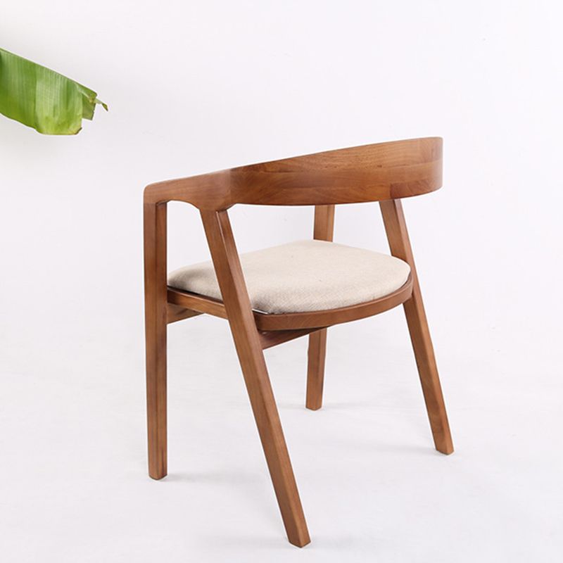 Contemporary Upholstered Arm Chair Home Rubberwood Dining Chair