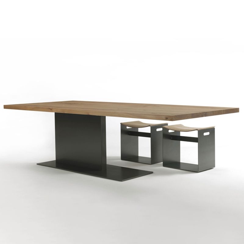 Contemporary Rectangl Dining Room Table Pine Wood Pedestal Table