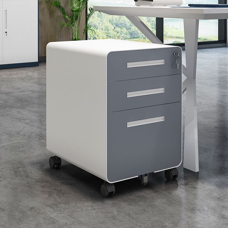 Contemporary File Cabinets Steel Frame File Pedestal with Key Lock for Office