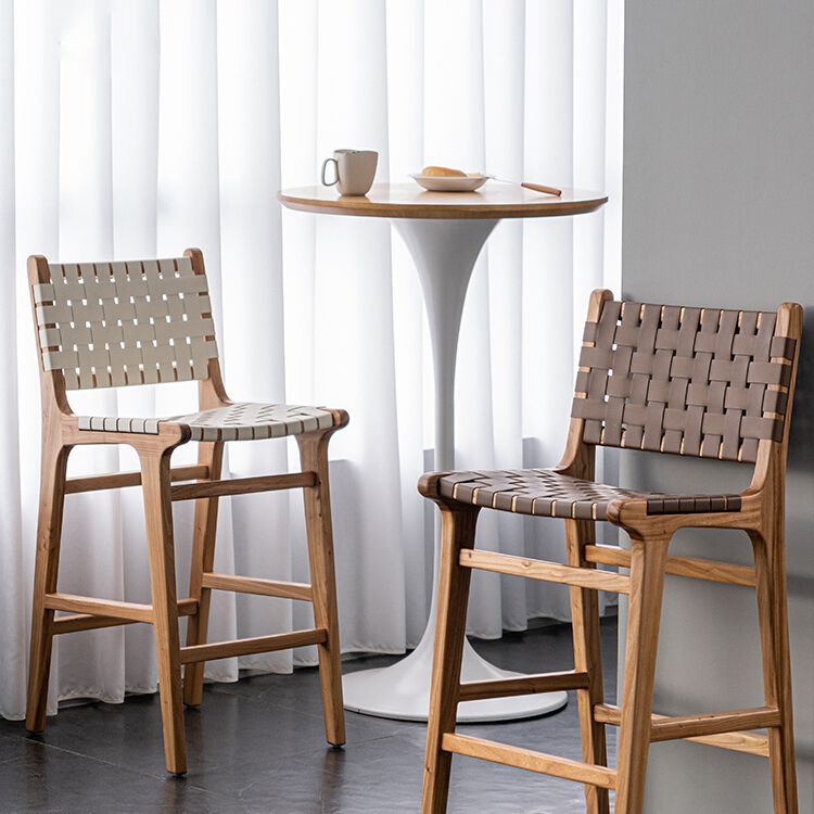 Contemporary 37" Height Solid Wood Backrest Counter High Stool