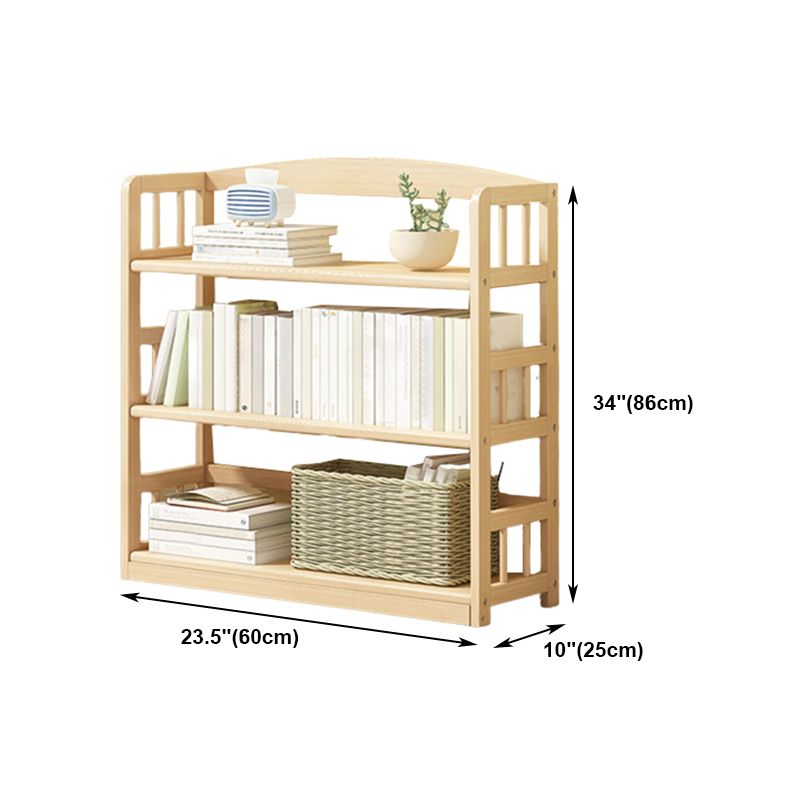 Modern Solid Pine Wood Bookcase, Natural, Open Bookshelf for Living Room