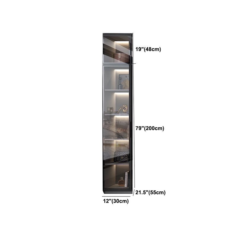 Black Manufactured Wood Cabinet with Glass Doors Modern Storage Cabinet