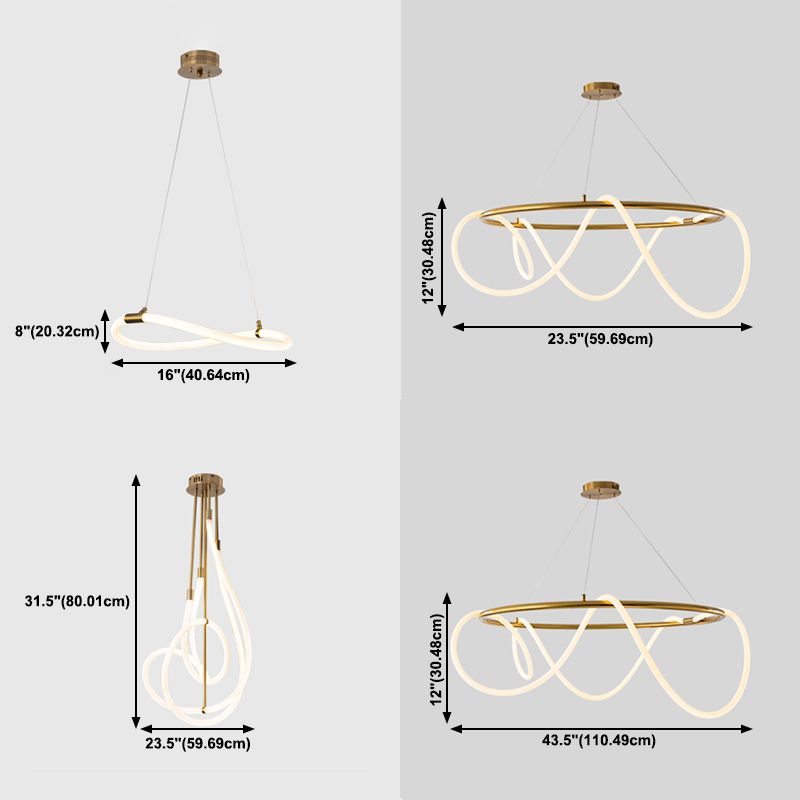 Simple Style Chandelier Gold Led Hanging Light for Bedroom Dining Room