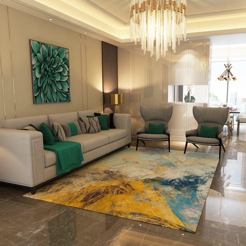 Formal Abstract Printed Rug Multi Colored Cotton Blend Indoor Rug Easy Care Washable Area Carpet for Decoration