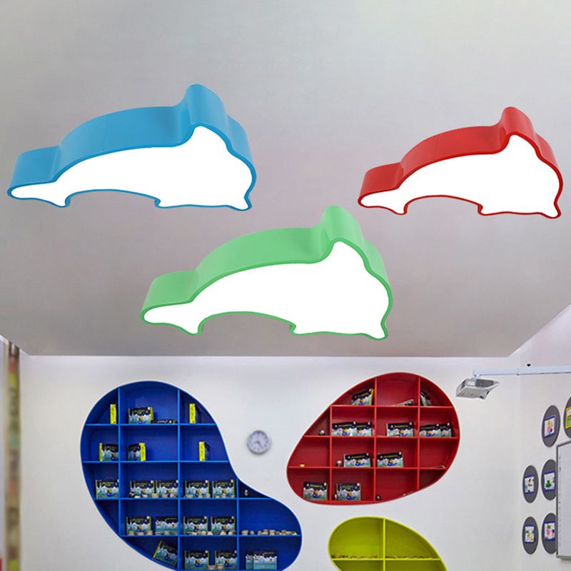 Plafonnier LED en forme de dauphin, luminaire minimaliste en acrylique, luminaire de plafond, idéal pour la maternelle