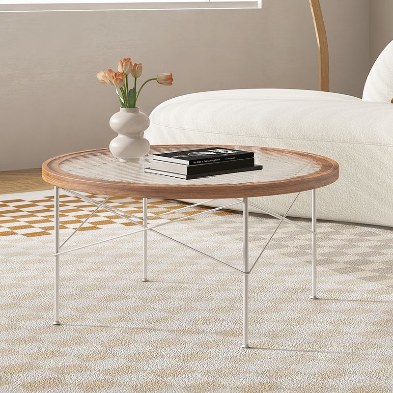 15"H Tropical Coffee Table Glass 4 Legs Coffee Cocktail Table