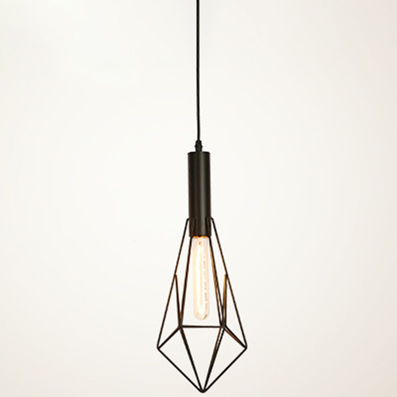 Kit de luz geométrica de estilo industrial Luz colgante colgante de metal en negro