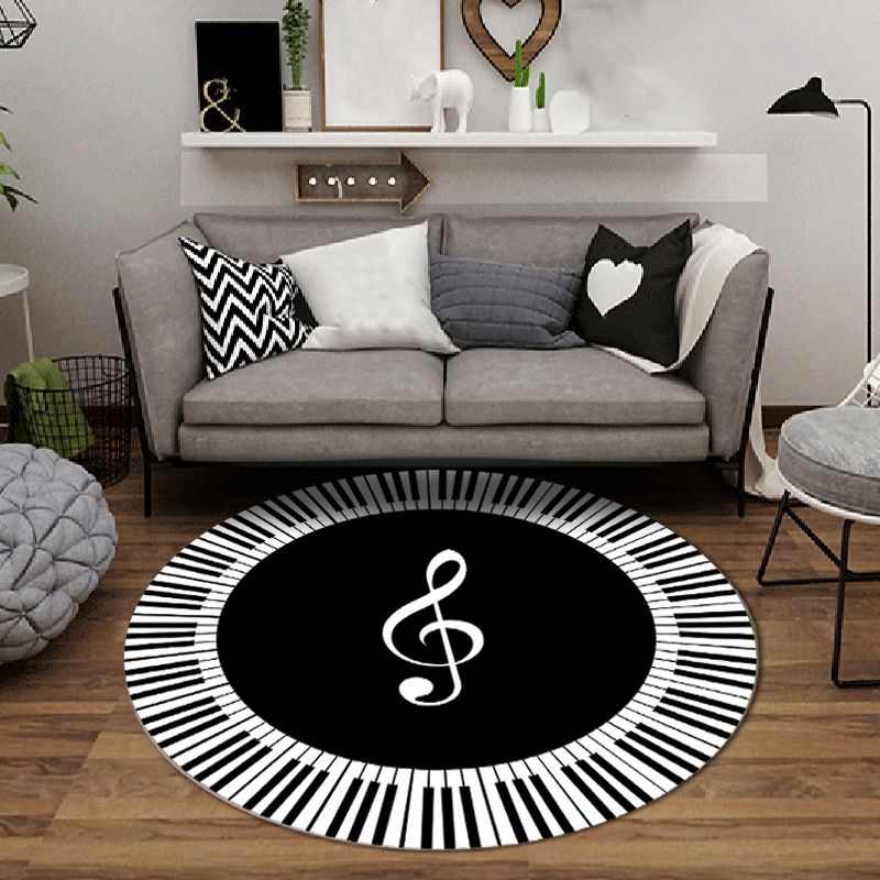 Round Trendy Visual Printed Rug Multicolor Polyester Area Carpet Stain Resistant Rug for Living Room
