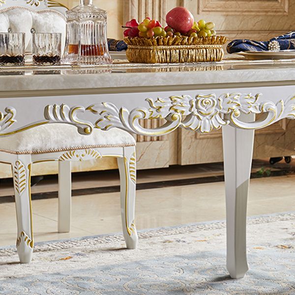 Vitoria White Marble Dining Table Rectangle Dining Table for Kitchen