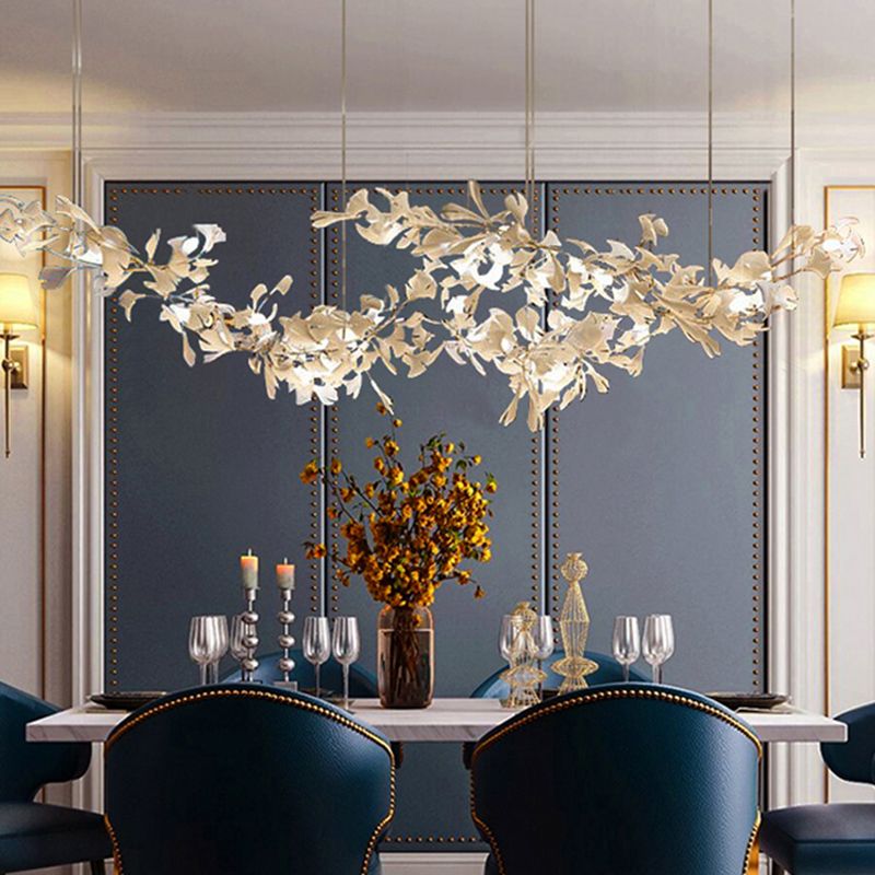 Fireworm Shape Island Lights Modern Style Ceramics Metal Chandelier Lights for Dining Room