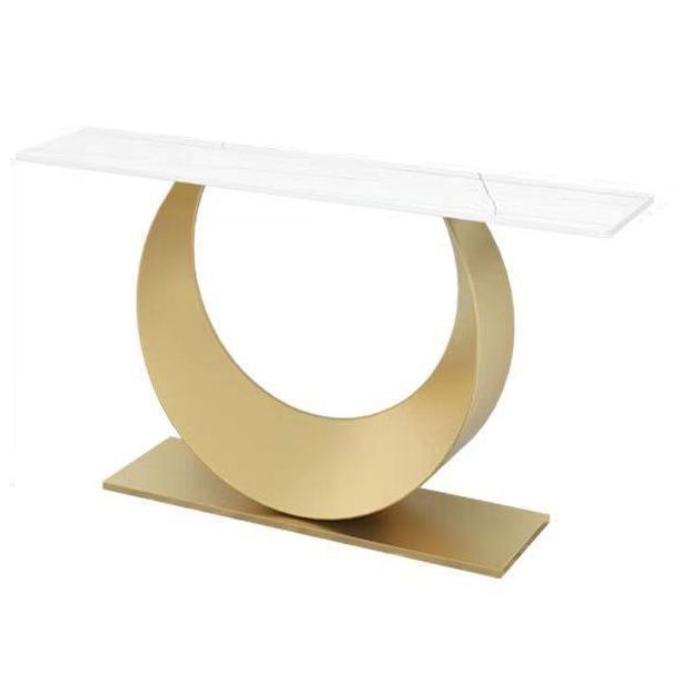 Glam Stone Console Accent Table Rectangle End Table for Hall