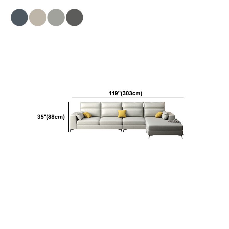 Scandinavian Faux Leather Sectional for Four People 60.63" Wide