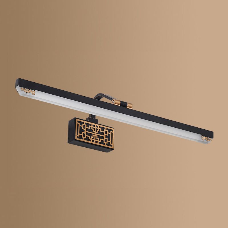Obelle linéaire Mall Murce moderne 1 Miroir lumineux Miroir mural Moup Light Aymat en noir