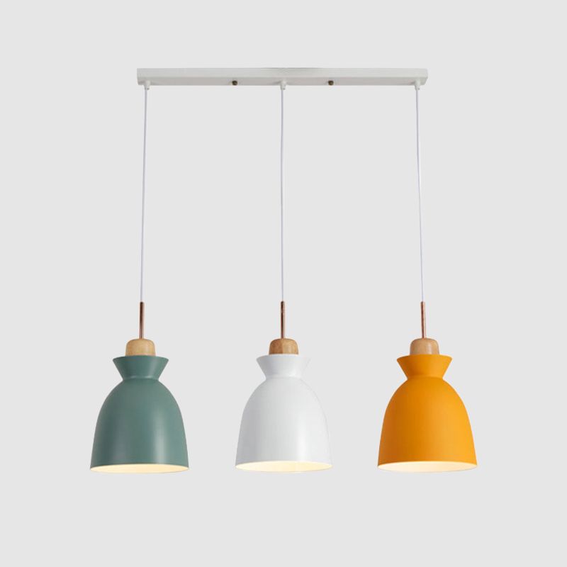 Bell Multi Light Anhänger Makkaron Metall 3 Leuchten Esszimmer Deckenbeleuchtung in Weiß