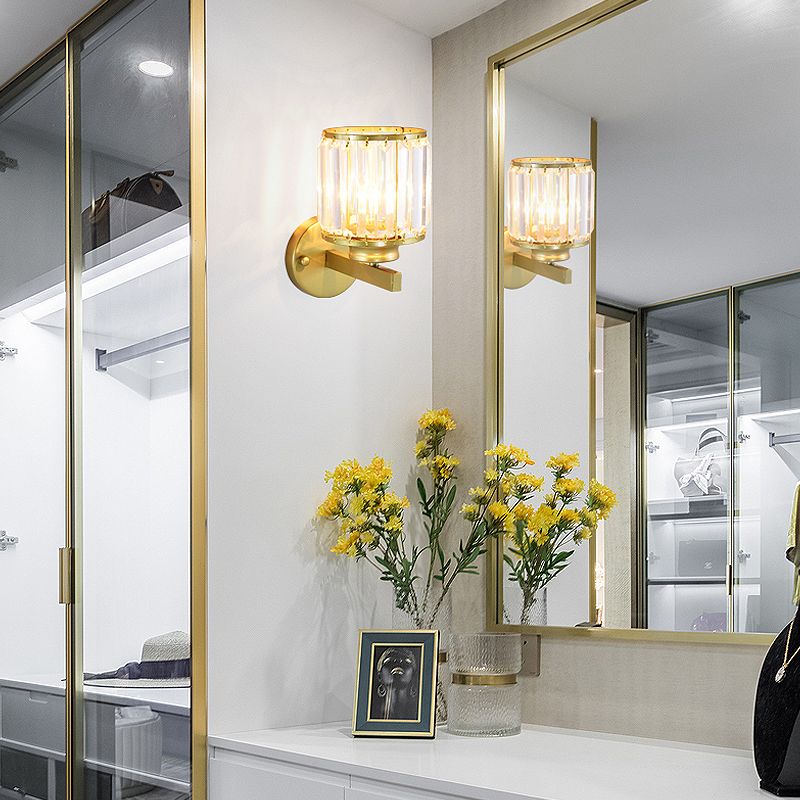 Crystal Half Cylinder Shape Wall Light Modern 1 Light Wall Light Sconce