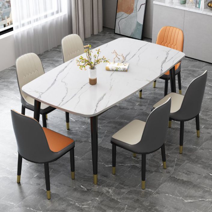 Traditionelle Luxus -Rechteck -Essstelle Tisch Stein Esszimmer Hausmöbel für Zuhause