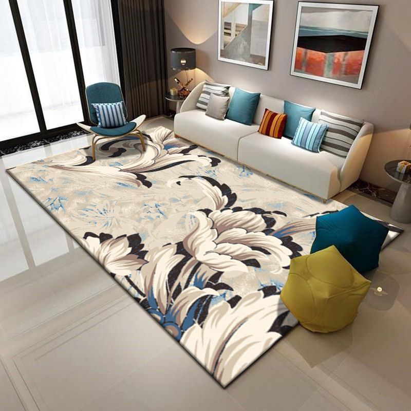 Multicolor Home Decoration Rug Scandinavian Geometric Carpet Polyester Washable Anti-Slip Backing Stain Resistant Rug