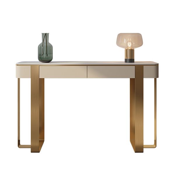 Stone Half Moon Console Table 1-shelf 33.46" Tall Accent Table