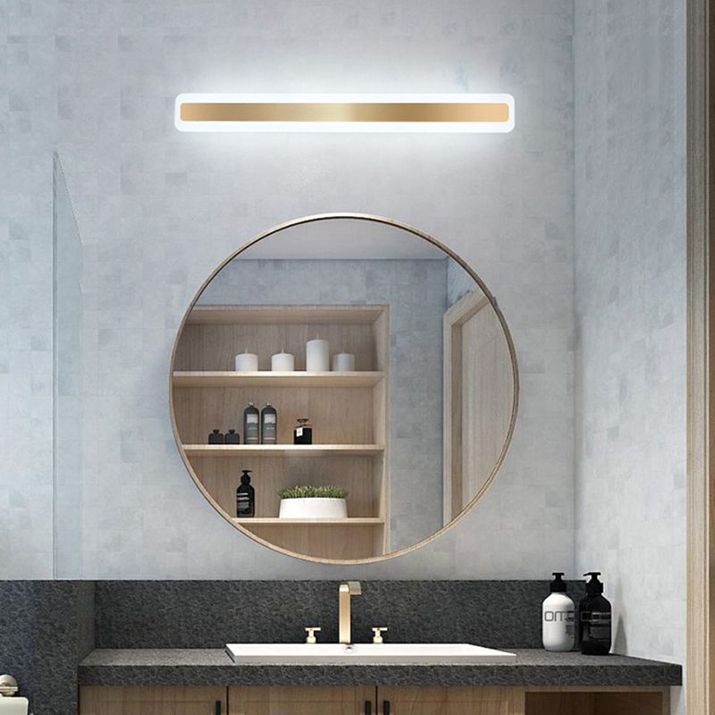 Acconde da parete da parete lineare a 1 luce moderna moderna illuminazione da parete specchio in stile semplice in oro