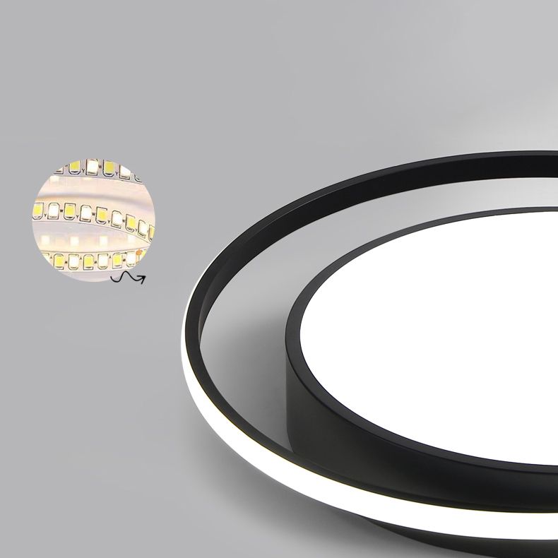 LED Modern Metal Flush Mount Geometric Shape Ceiling Light with PVC Shade for Living Room