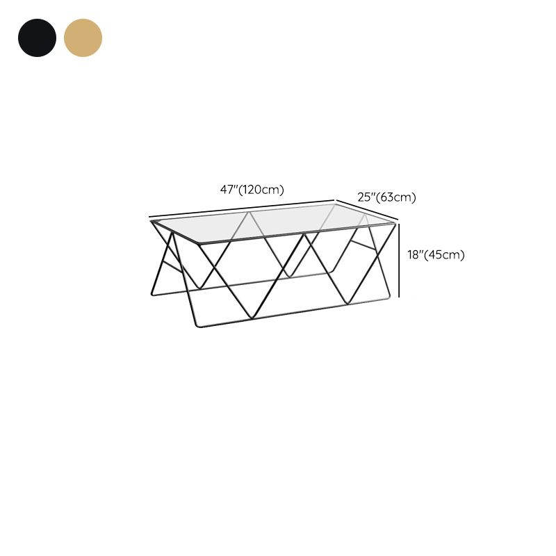 Frame Glass Top Coffee Table Modern Simple Clear Rectangular Cocktail Table