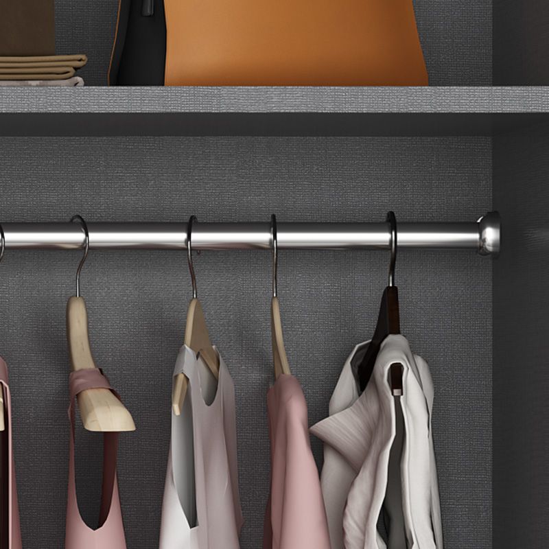 Bedroom Hinged Doors Storage Cabinet Glass Door Wardrobe with Garment Rod