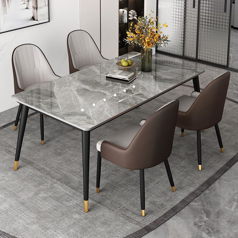 Modern Dining Table Black Frame Stone Dining Table for Dinner Room