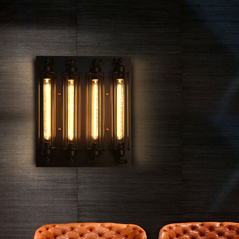 Industrial Style Iron Wall Mount Light Rectangle Shape Wall Lamp for Living Room